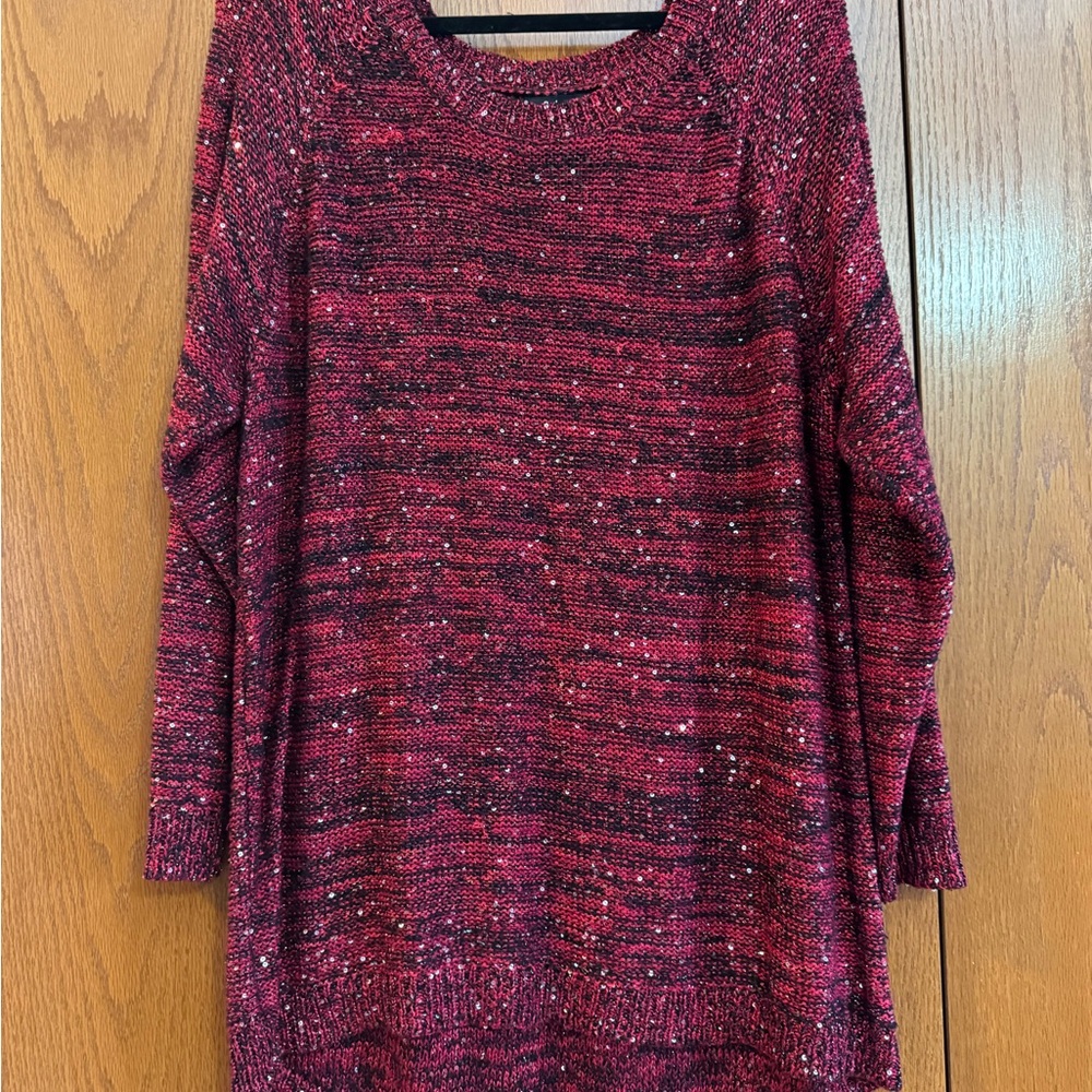 Relativity Deep Red and Black Knit Sweater